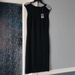 White House Black Market Embellished Black Dress